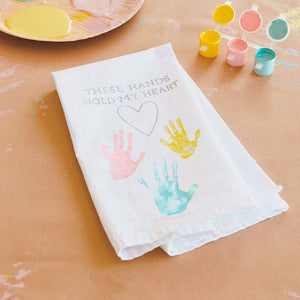 These Hands Hold My Heart Tea Towel Handprint Kit