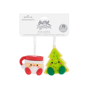 Better Together Santa Milk Mug and Christmas Tree Cookie Magnetic Hallmark Ornaments, Set of 2