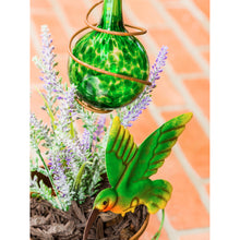 Load image into Gallery viewer, 20.5&quot;H Solar Drip Light Swirl Glass Planter - Hummingbird
