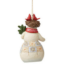 Load image into Gallery viewer, Snowman with Cardinal Nest Ornament - Jim Shore
