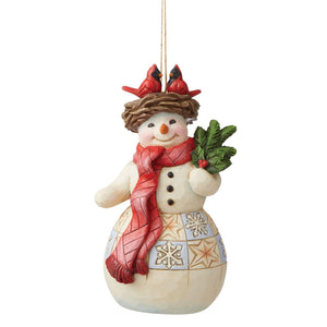 Snowman with Cardinal Nest Ornament - Jim Shore
