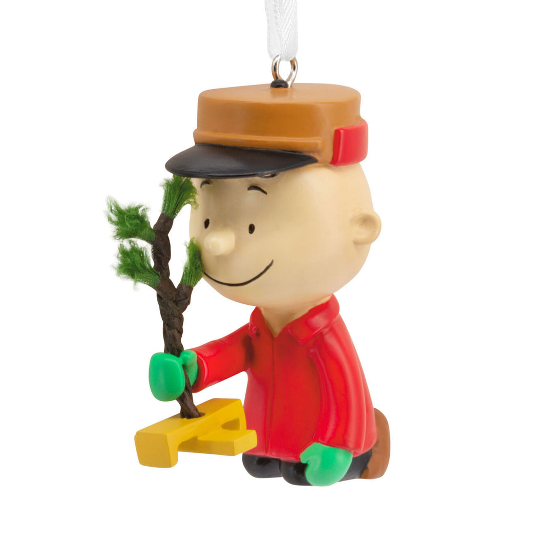 Peanuts® Charlie Brown Kneeling With Tree Hallmark Ornament