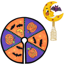 Load image into Gallery viewer, Mini Halloween Tree Topper and Tree Skirt, Set of 2
