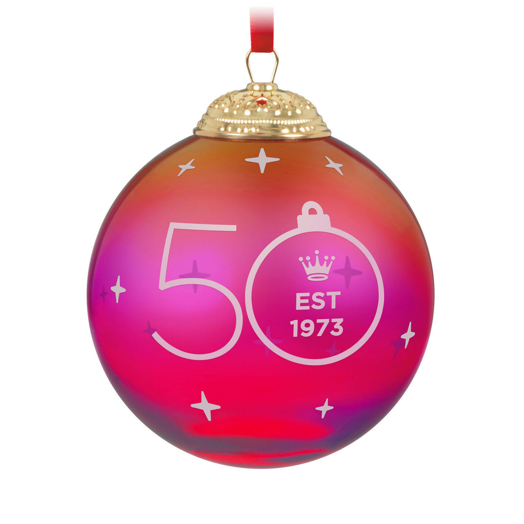 Keepsake Ornament 50th Anniversary Christmas Commemorative Special Edition Glass and Metal Ornament