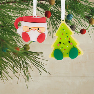 Better Together Santa Milk Mug and Christmas Tree Cookie Magnetic Hallmark Ornaments, Set of 2