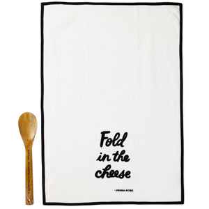 Schitt's Creek® Fold In the Cheese Tea Towel and Wooden Spoon, Set of 2