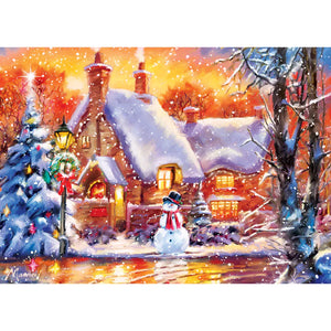Sparkle & Shine - Snowman Cottage 500 Piece Glitter Puzzle by Master Pieces