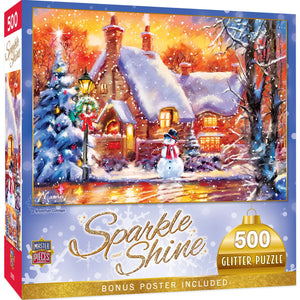 Sparkle & Shine - Snowman Cottage 500 Piece Glitter Puzzle by Master Pieces