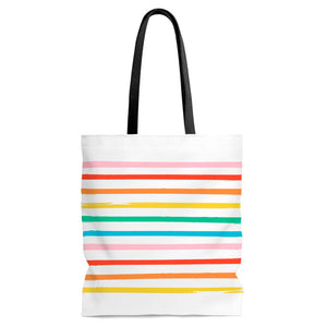 Rainbow Brushstrokes Fabric Tote Bag