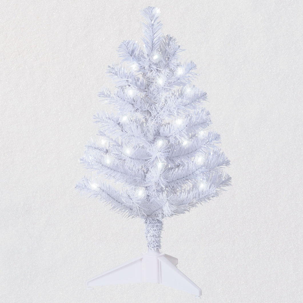 Miniature White Pre-Lit Christmas Tree, 18.75