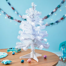Load image into Gallery viewer, Miniature White Pre-Lit Christmas Tree, 18.75&quot;
