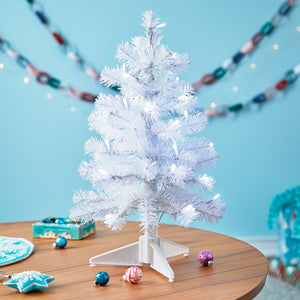 Miniature White Pre-Lit Christmas Tree, 18.75"