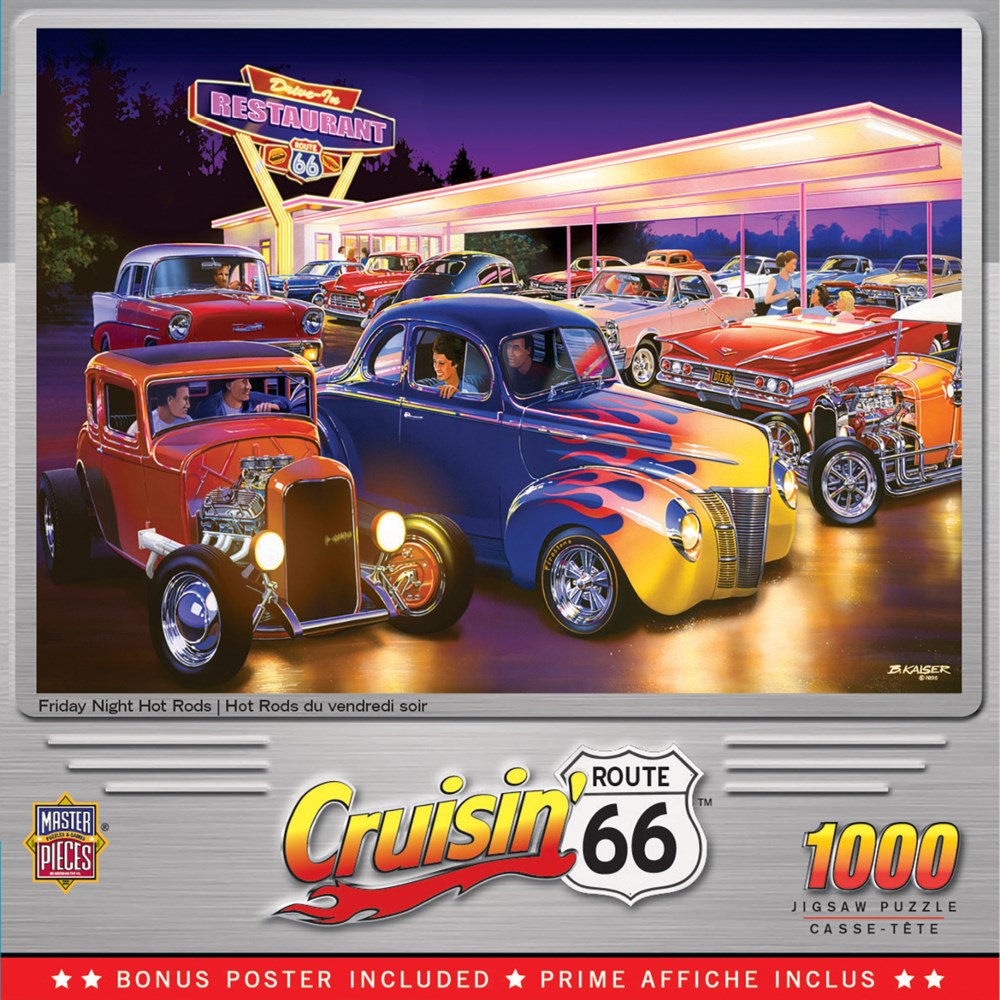 Friday Night Hot Rods - 1000 Piece Puzzle by Master Pieces