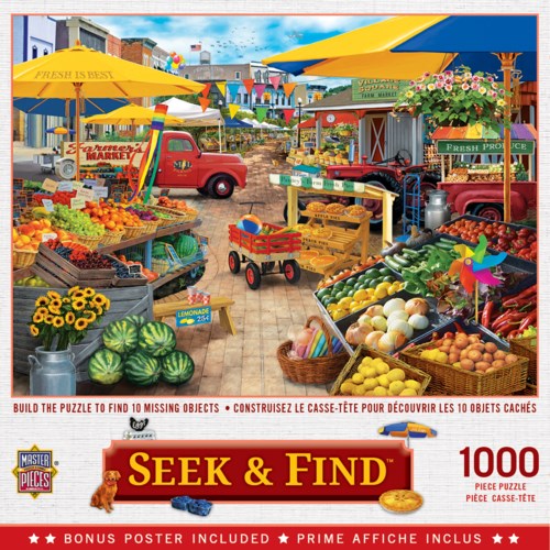 Seek & Find - Market Square - 1000 Piece Puzzle by Master Pieces