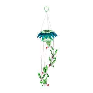 Color Changing Hummingbirds Solar Mobile with Flower Top