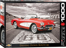 Load image into Gallery viewer, 1959 Corvette Driving Down Route 66 - 1000 Piece Puzzle by EuroGraphics
