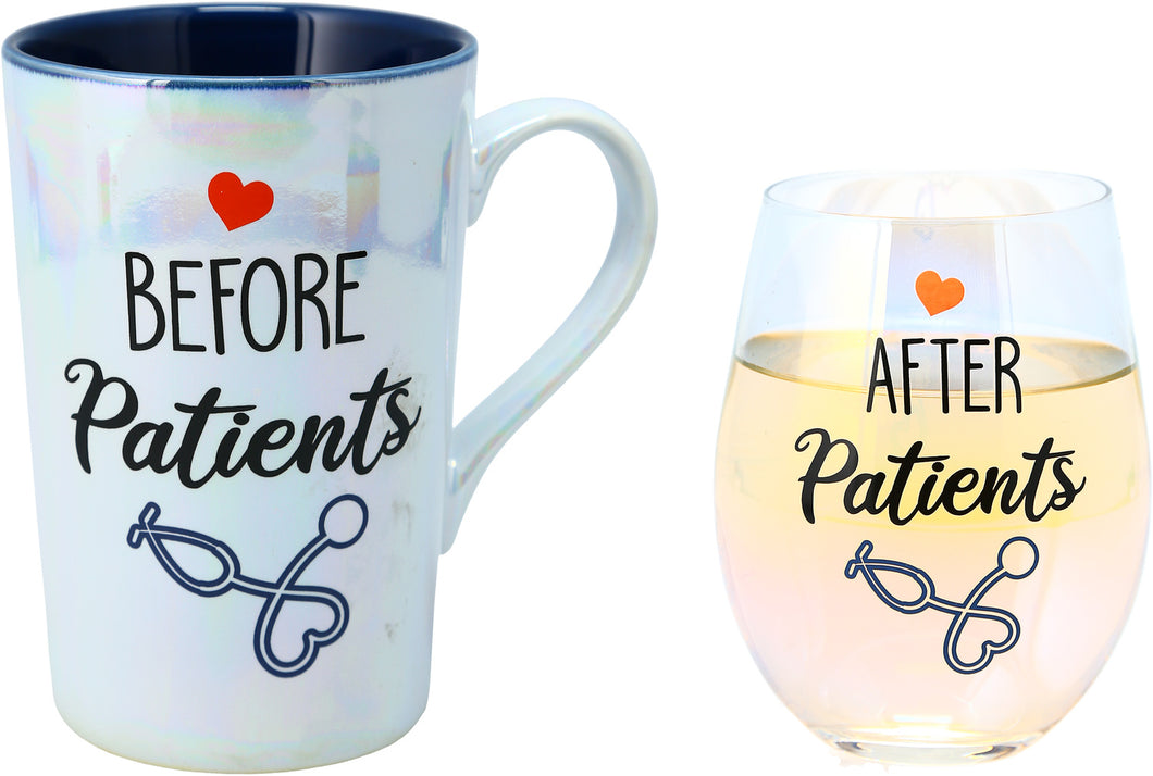 Before & After Patients - 18 oz. Stemless Glass & 15 oz. Latte Cup Set