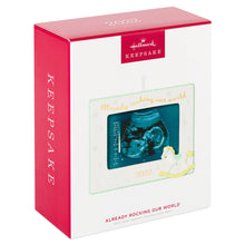 Load image into Gallery viewer, Already Rocking Our World Sonogram 2022 Porcelain Photo Frame Ornament
