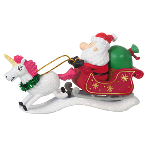 Just Believe Santa With Unicorn Ornament