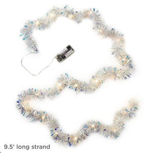 Miniature Decorative Tinsel Christmas String Lights, 9.5'