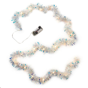 Miniature Decorative Tinsel Christmas String Lights, 9.5'
