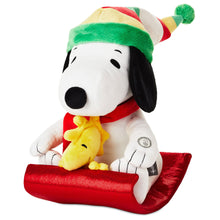 Load image into Gallery viewer, Peanuts® Sledding Snoopy and Woodstock Musical Plush With Motion, 10&quot;
