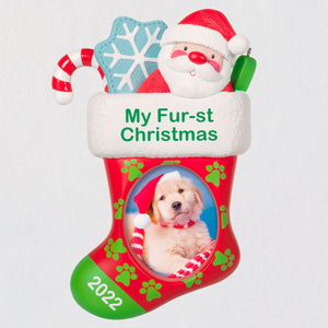 Pet's Fur-st Christmas Stocking 2022 Photo Frame Ornament