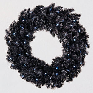 Star Galaxy Black Wreath With Lights, 30"