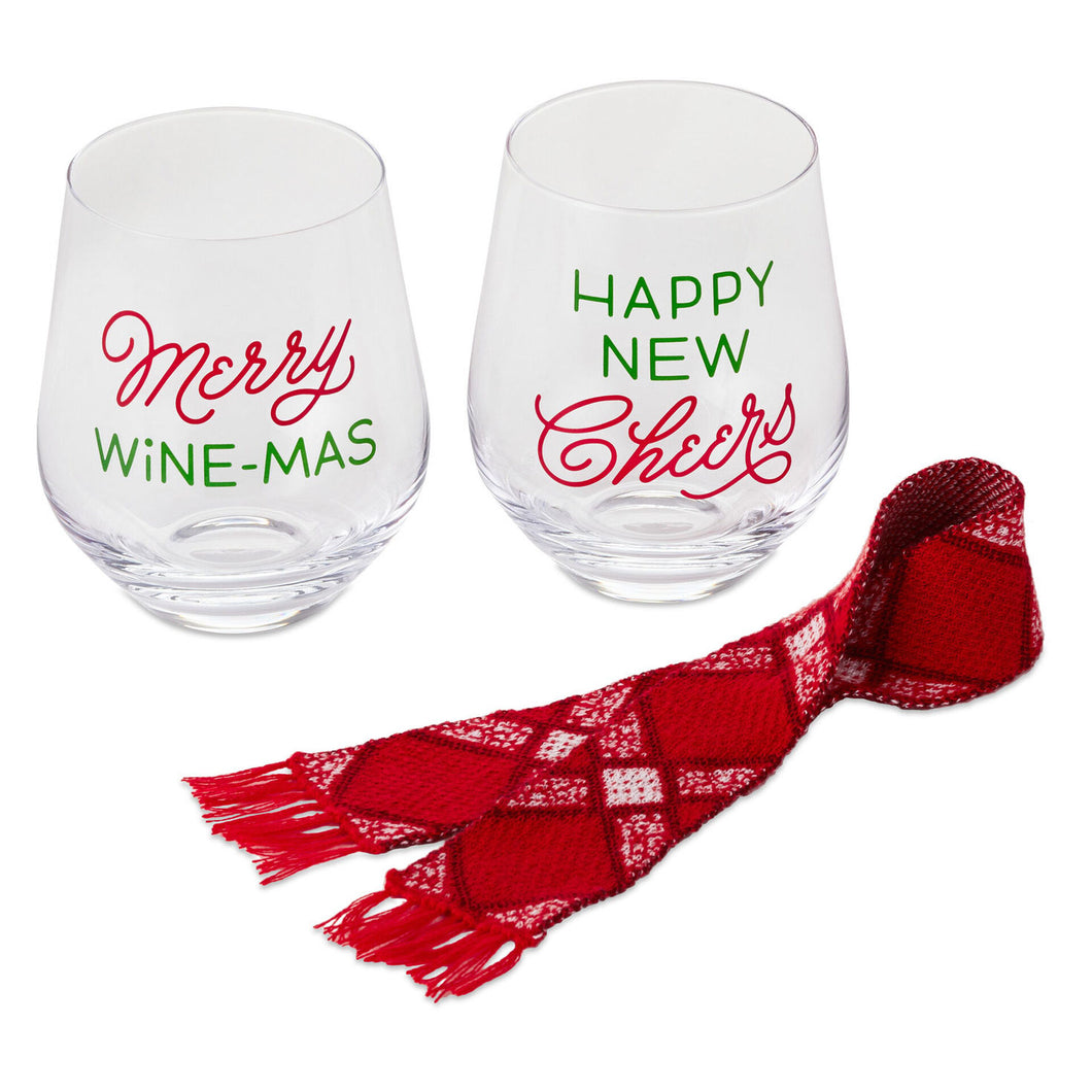 Wine Glasses and Scarf Festive Friend Bundle