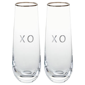 XO Stemless Champagne Flutes, Set of 2