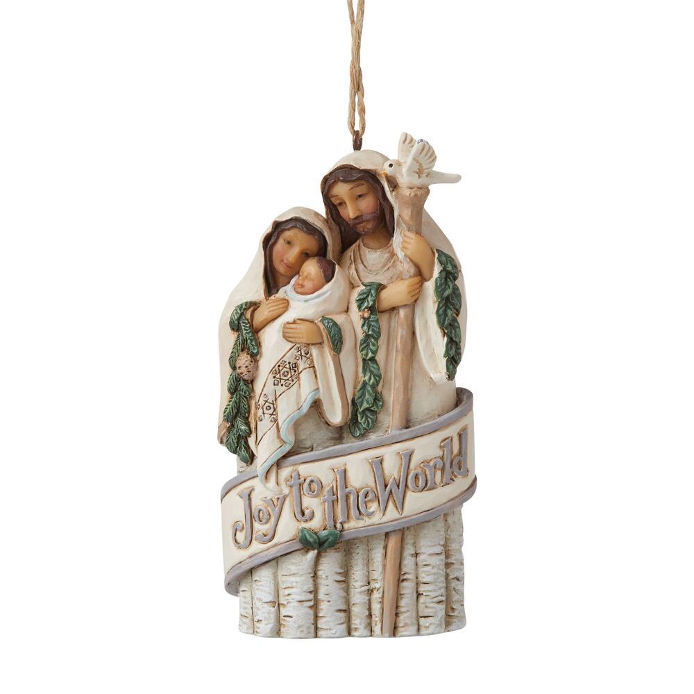 White Woodland Holy Family Ornament