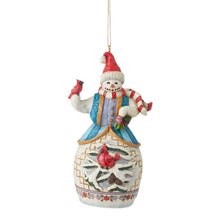 Load image into Gallery viewer, Snowman with Cardinal Ornament

