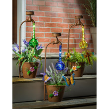 Load image into Gallery viewer, 20.5&quot;H Solar Drip Light Swirl Glass Planter - Dragonfly
