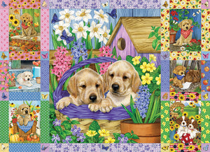 Puppies and Posies Quilt - 1000 Piece Puzzle by Cobble Hill